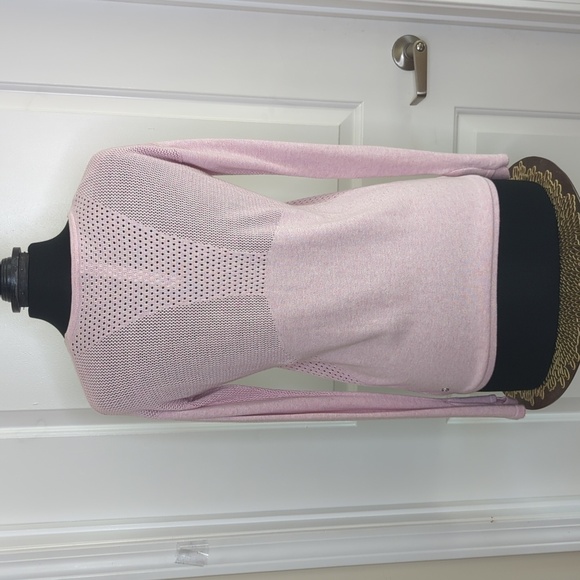 Lululemon Still Movement V-Neck Hi-Low Hem Sweater Heathered Petal Pink 4 - Picture 11 of 15